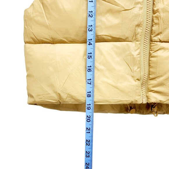 Womens Beige Puffer Vest With Zipper  Adjustable Drawstrings Size M Lightweight - Picture 9 of 10